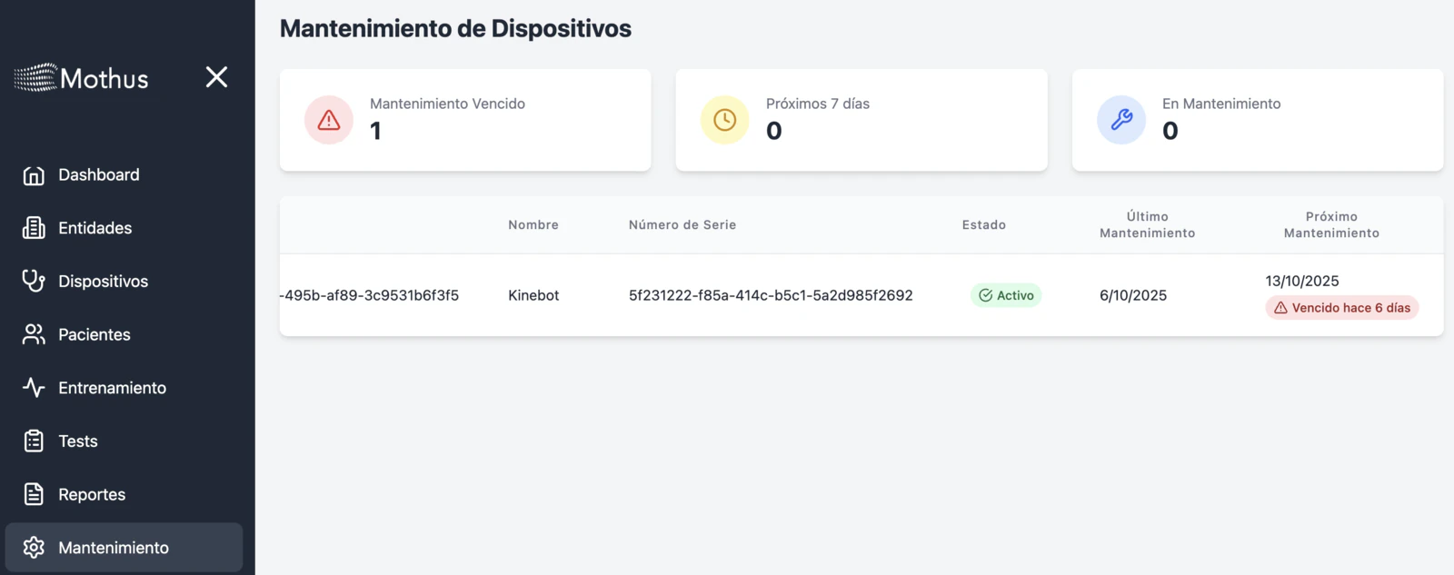 Mothus Connect: preventive device maintenance with alerts